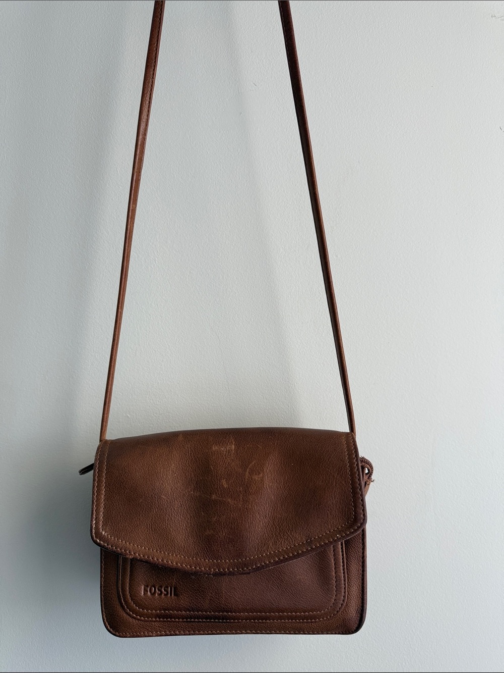 Fossil Chestnut Brown Leather Crossbody Bag